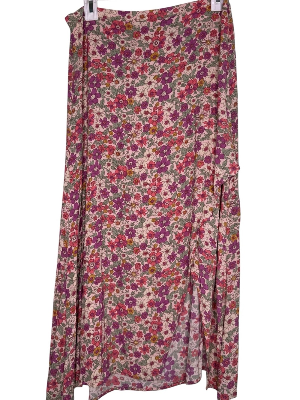 Rewind Floral Midi Skirt Size Medium Boho Cottagecore Pink Purple A-Line